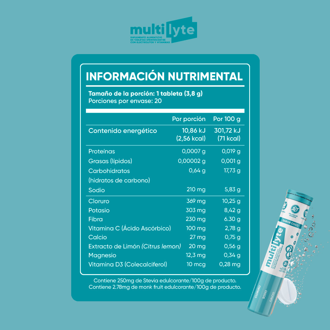 Multilyte Electrólitos Coco 20 tabs