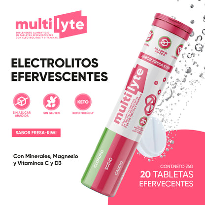 Multilyte Electrólitos Fresa Kiwi 20 tab