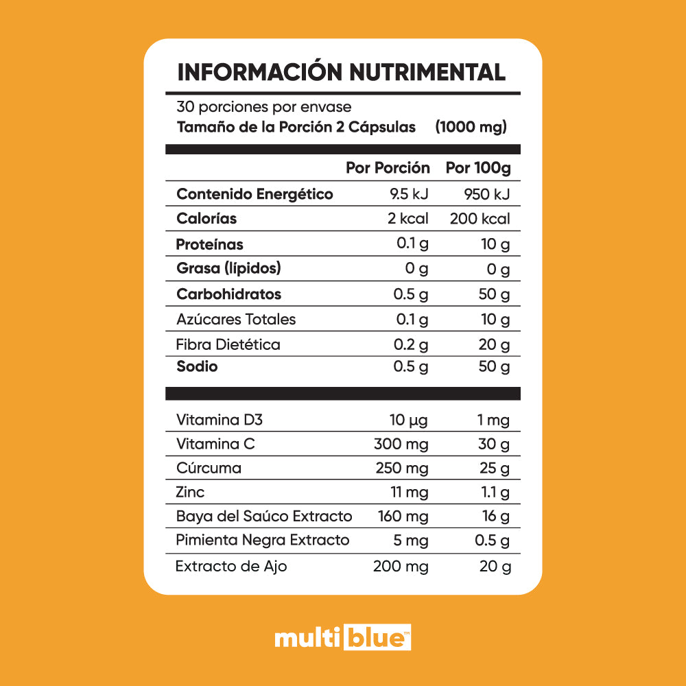 Vitamina C + Cúrcuma Multiblue - 60 Caps