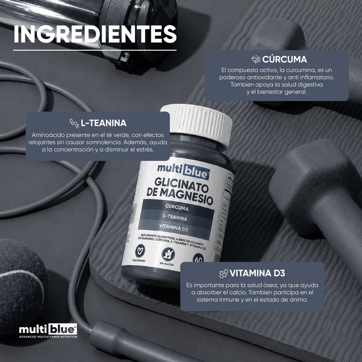 Glicinato de Magnesio Multiblue - 60 Caps