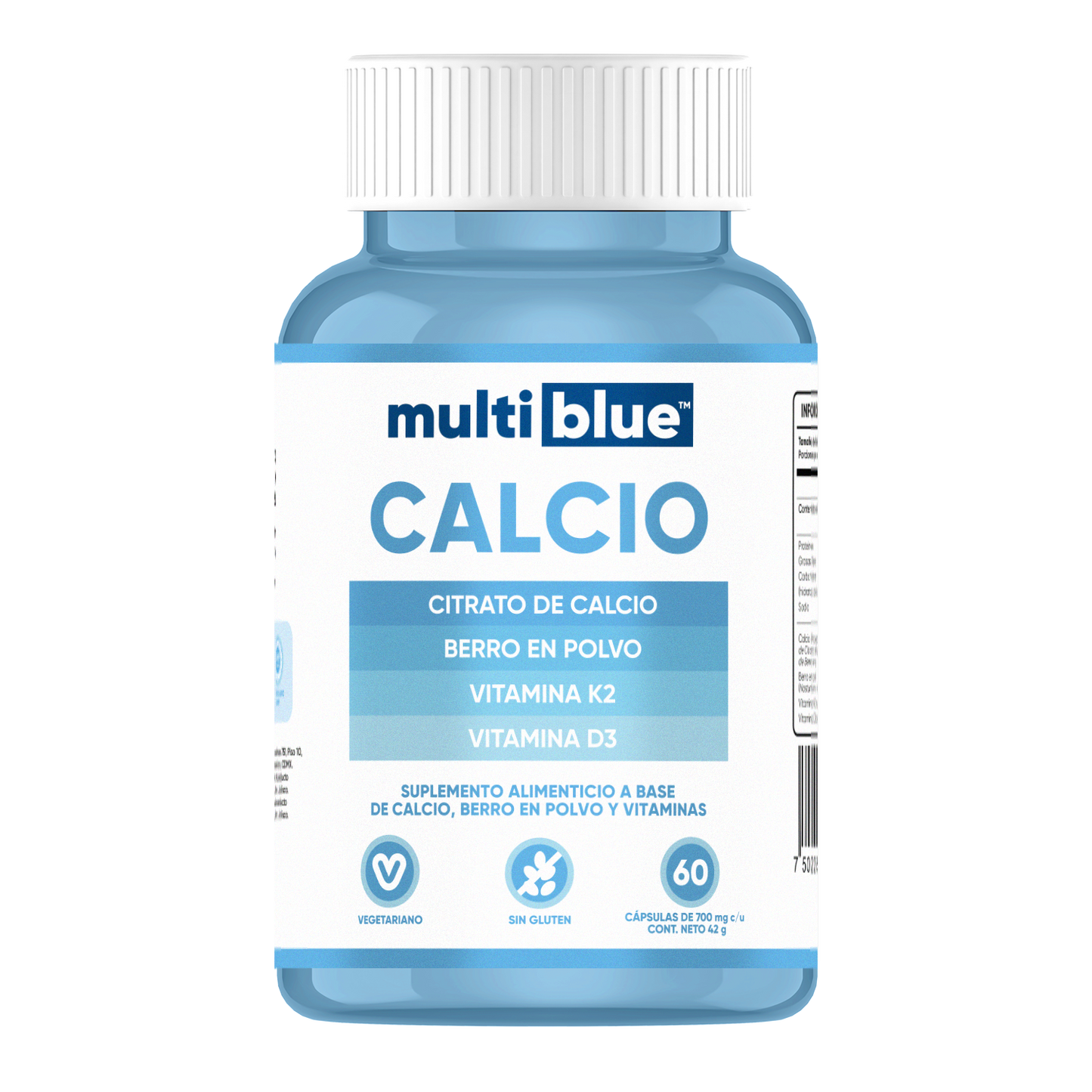 Calcio Multiblue 60 Capsulas | Citrato de Calcio, Vitamina K2 y D3