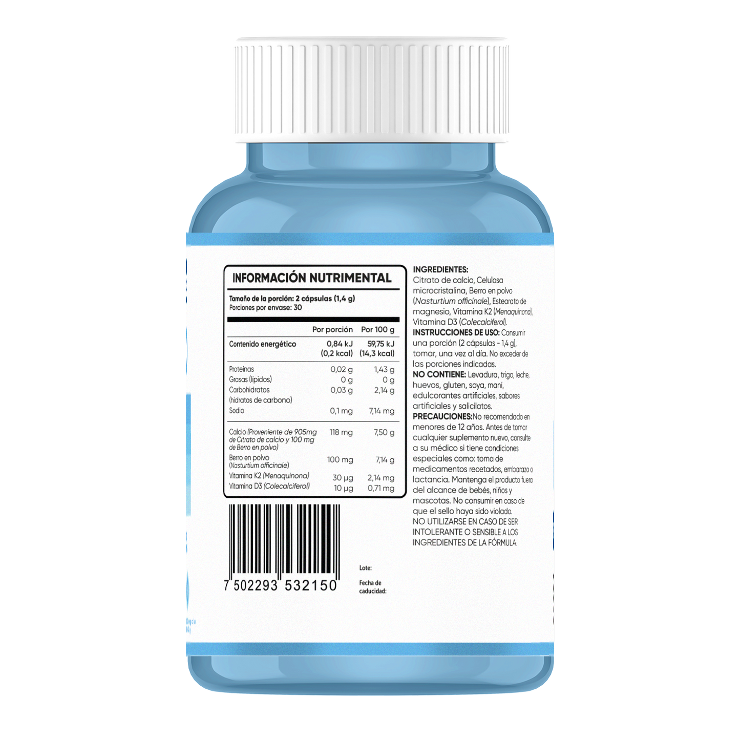 Calcio Multiblue 60 Capsulas | Citrato de Calcio, Vitamina K2 y D3