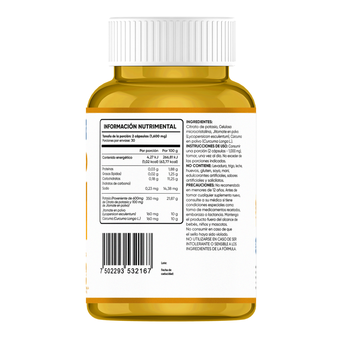 Potasio Multiblue 60 Capsulas | Citrato de Potasio, Curcuma y Jitomate
