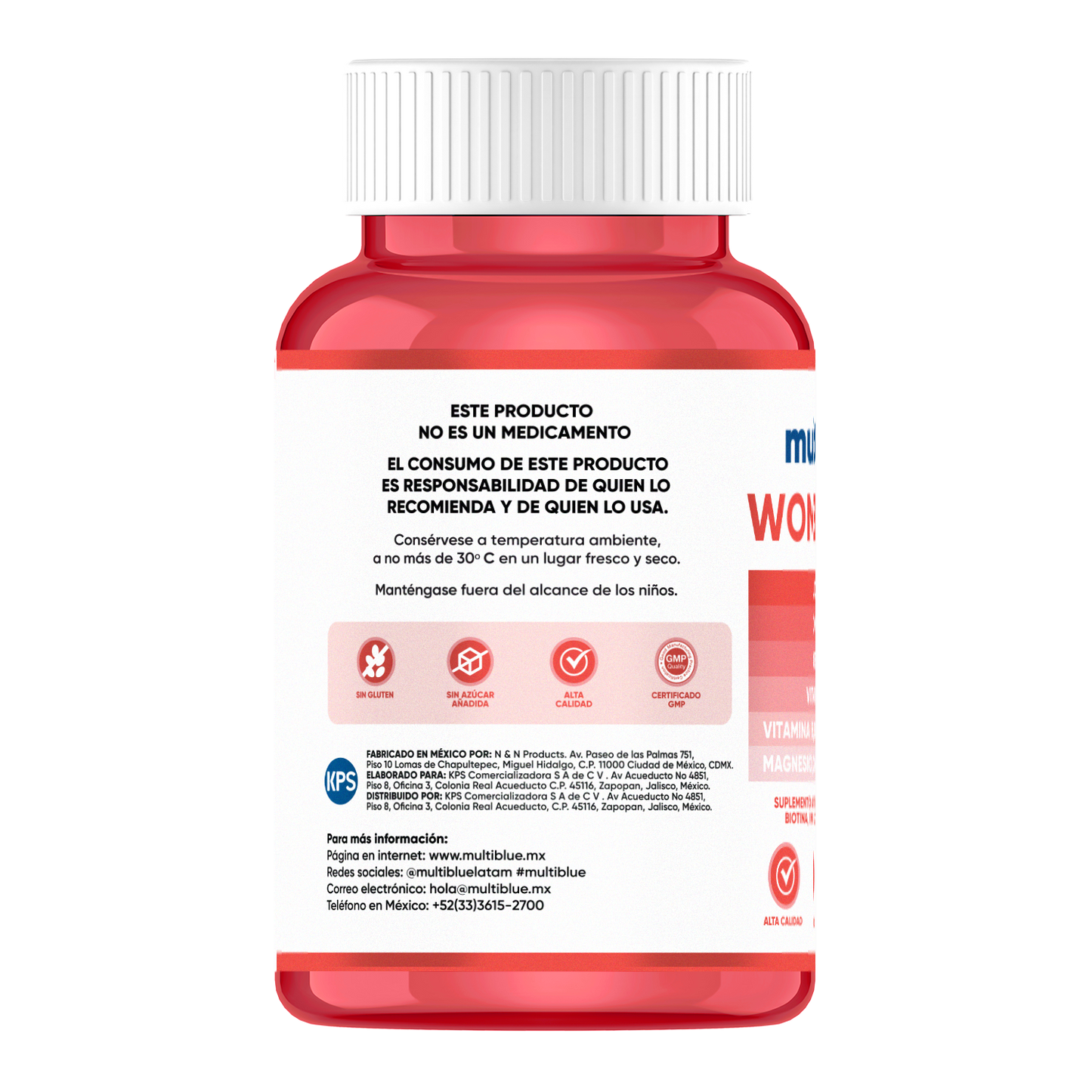 Multiblue Women's 360 90 Cápsulas | Colágeno, Inositol y Biotina