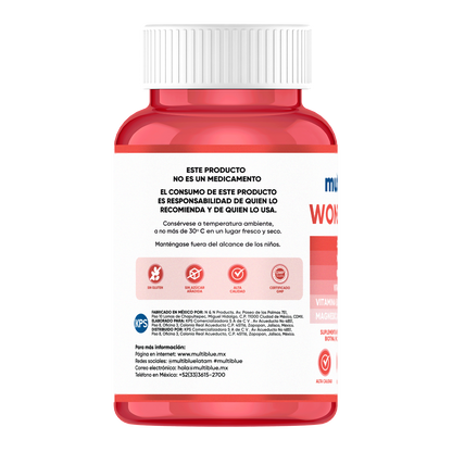 Multiblue Women's 360 90 Cápsulas | Colágeno, Inositol y Biotina