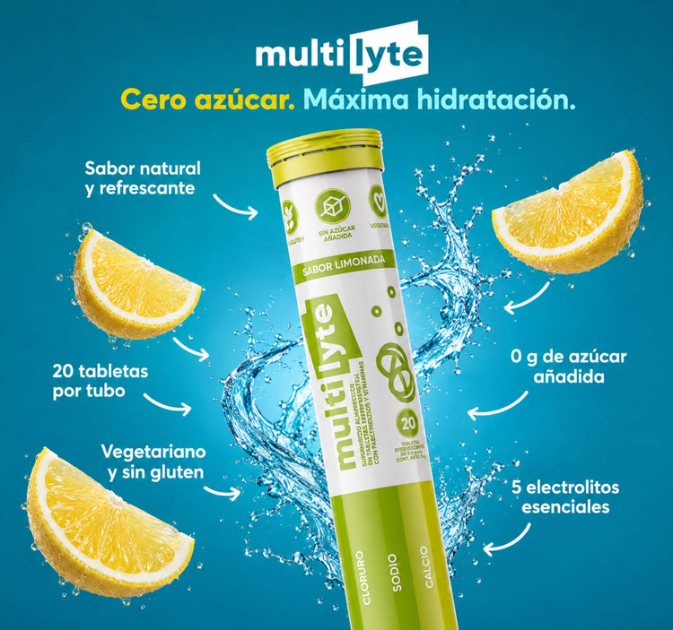 Tubo de MultiLyte sabor limonada: cero azúcar, 20 tabletas por tubo